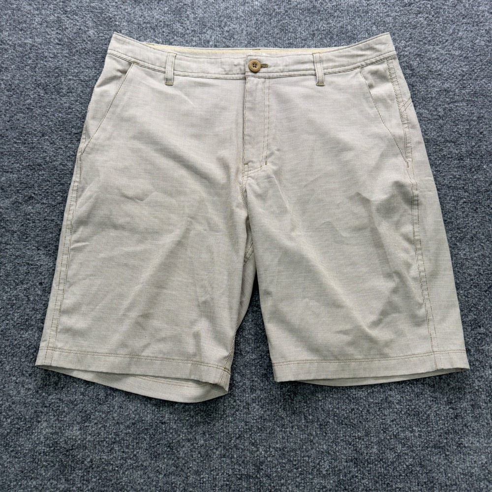 Ascend Shorts Mens 34 Tan 9 Inch Inseam Striped Zipper Pocket Outdoor Casual